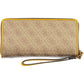 Elegant Beige Tri-Fold Wallet with Coin Purse