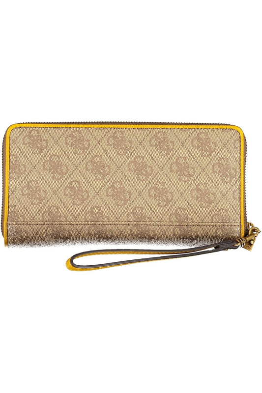 Elegant Beige Tri-Fold Wallet with Coin Purse