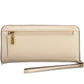 Beige Polyurethane Chic Wallet with Logo Detail