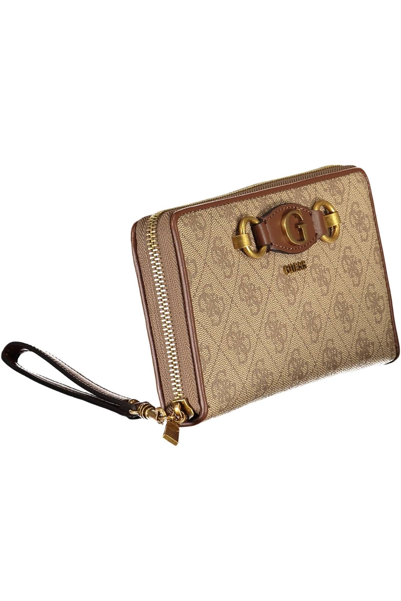 Elegant Beige Tri-Fold Wallet with Coin Purse