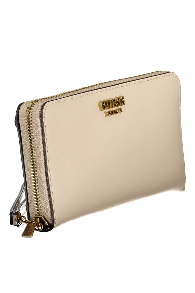 Beige Designer Wallet with Multiple Compartments