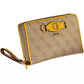 Beige Zip-Around Wallet with Contrast Details