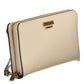 Beige Polyurethane Chic Wallet with Logo Detail