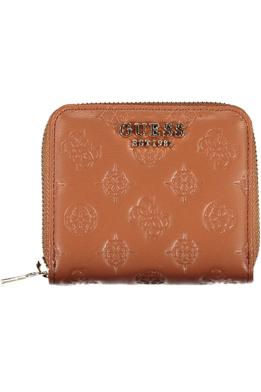 Elegant Brown Polyurethane Wallet with Contrasting Details