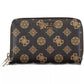 Elegant Brown Double Wallet with Zip Closure