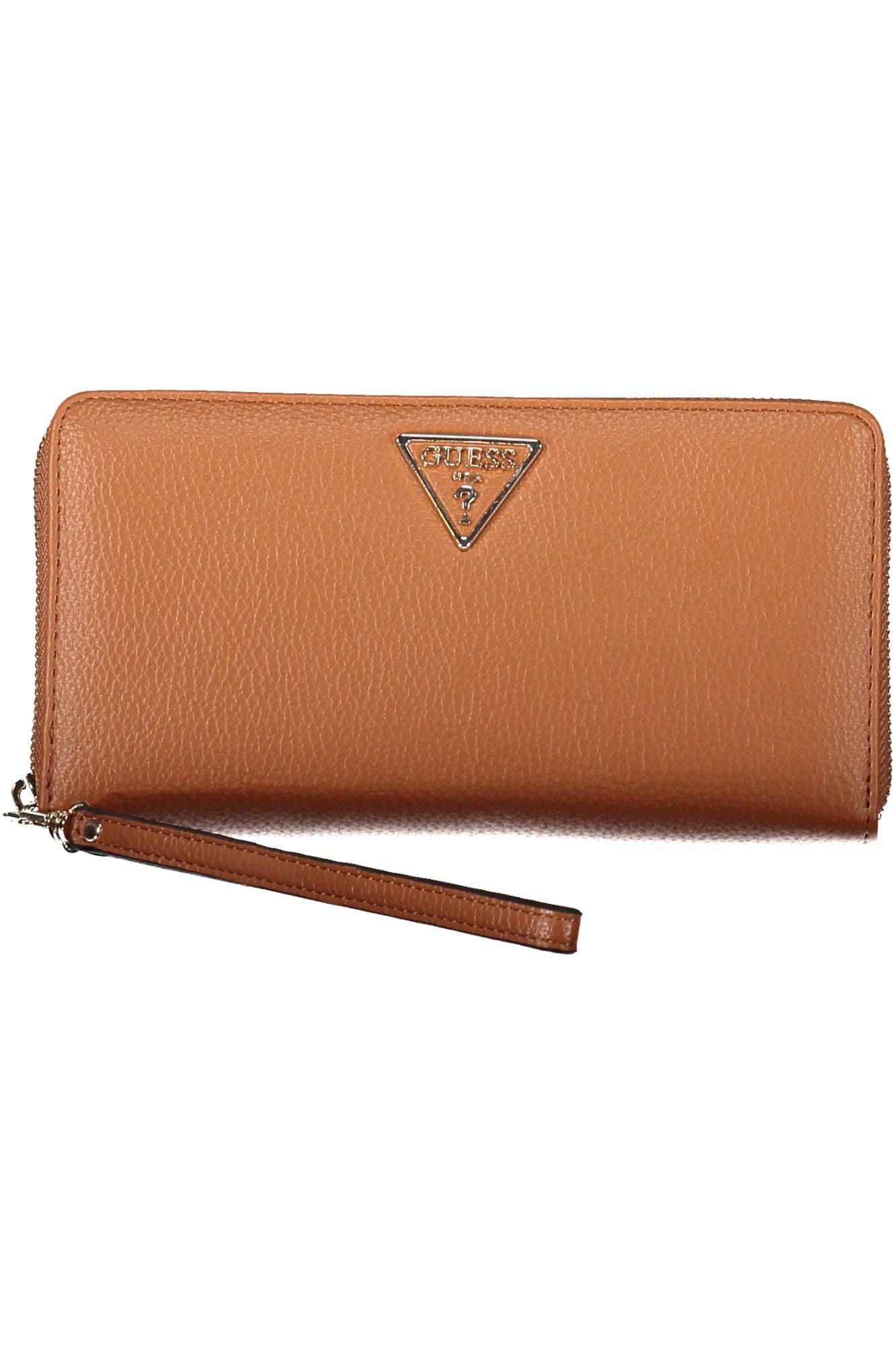 Chic Brown Zip Wallet with Removable Puller