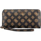 Chic Brown Polyethylene Zip Wallet with Logo