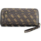 Chic Brown Polyurethane Wallet with Contrasting Details
