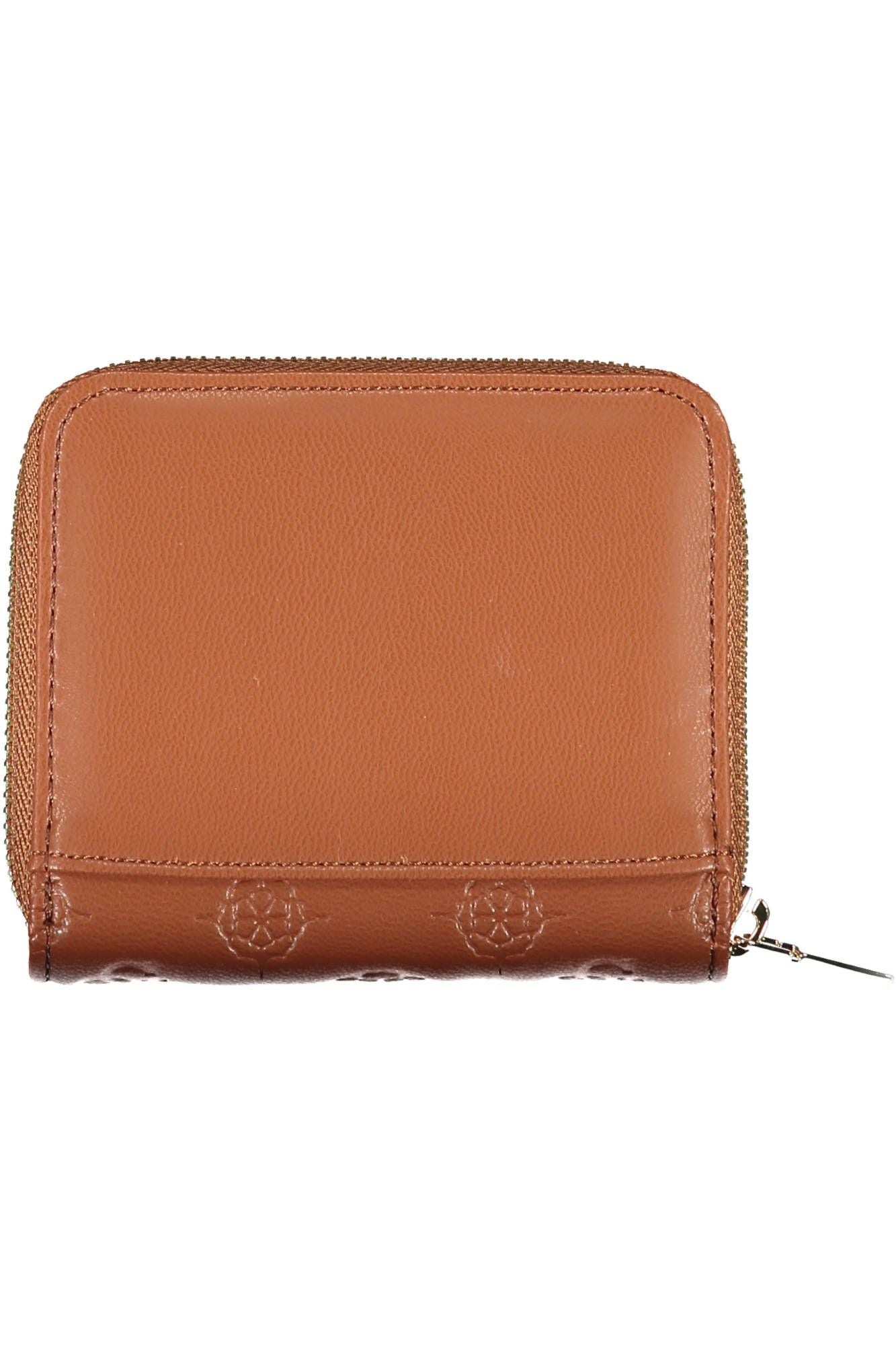 Elegant Brown Polyurethane Wallet with Contrasting Details