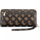 Chic Brown Polyethylene Zip Wallet with Logo