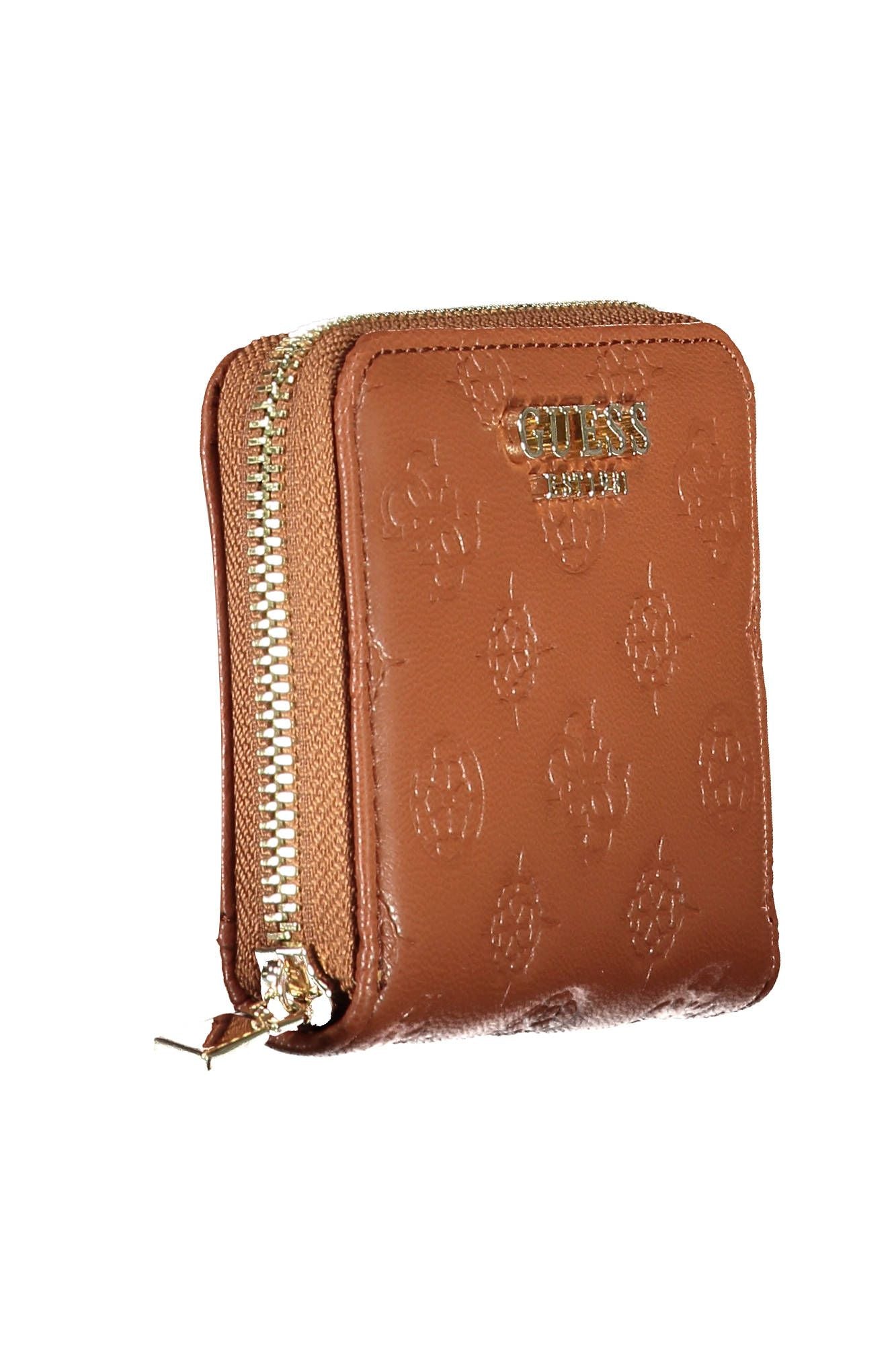 Elegant Brown Polyurethane Wallet with Contrasting Details