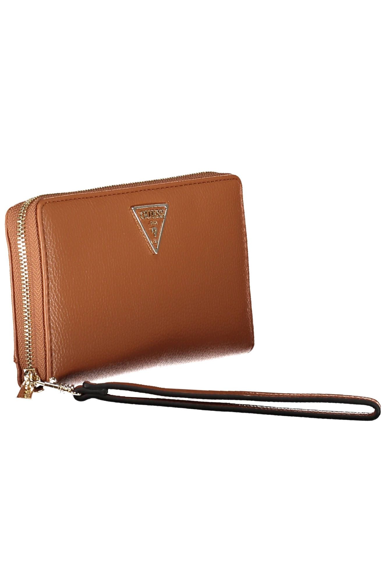 Chic Brown Zip Wallet with Removable Puller