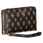 Chic Brown Polyethylene Zip Wallet with Logo