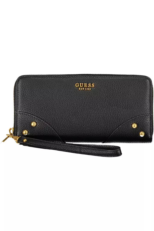 Elegant Black Polyethylene Wallet with Contrasting Details