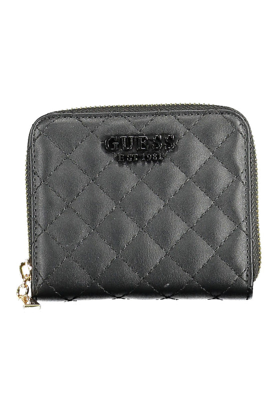 Elegant Black Polyurethane Wallet for Women