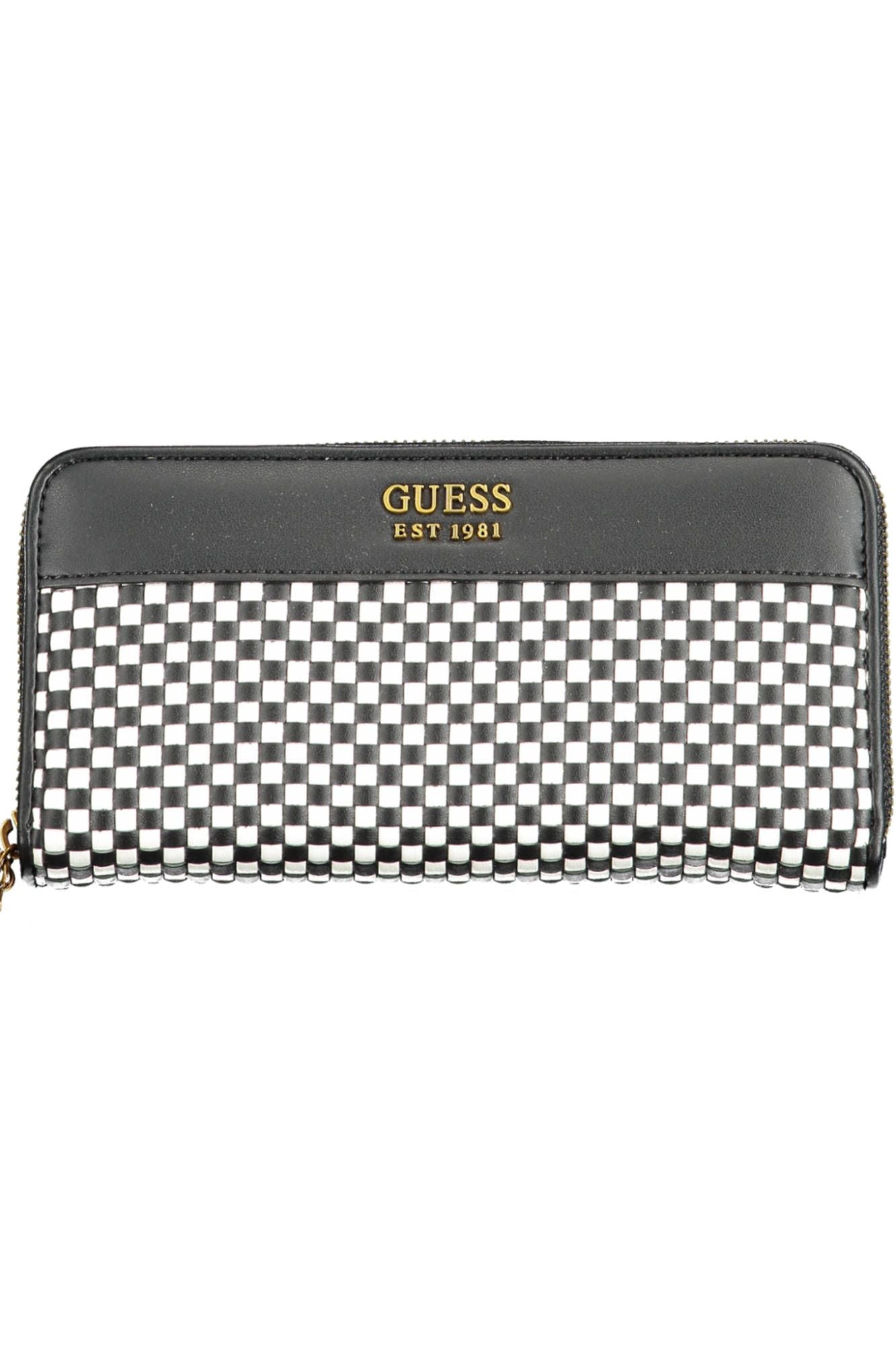 Chic Black Polyurethane Wallet with Contrasting Details