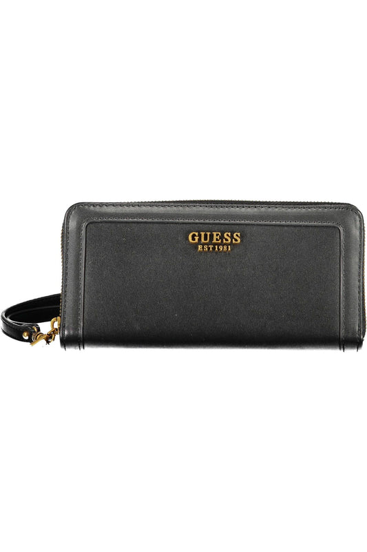 Elegant Black Polyurethane Wallet for the Chic Organizer