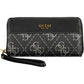 Elegant Black Zip Wallet with Contrasting Details