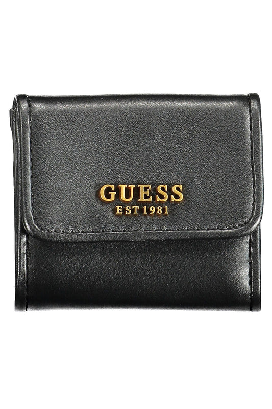 Elegant Black Polyurethane Wallet with Snap Closure