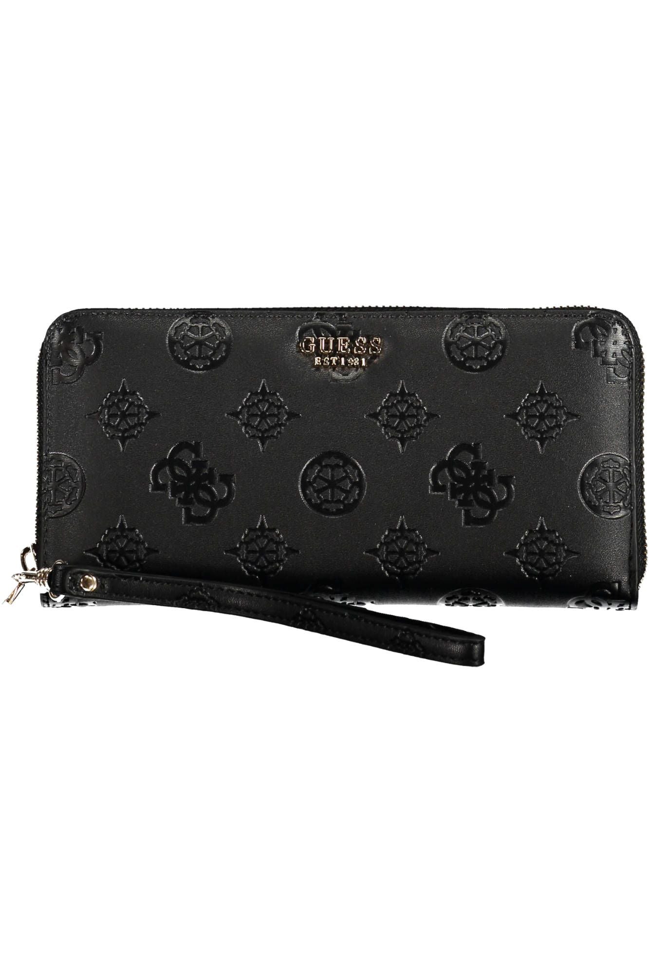 Chic Black Polyurethane Wallet with Contrasting Details