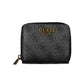 Chic Black Polyurethane Zip Wallet