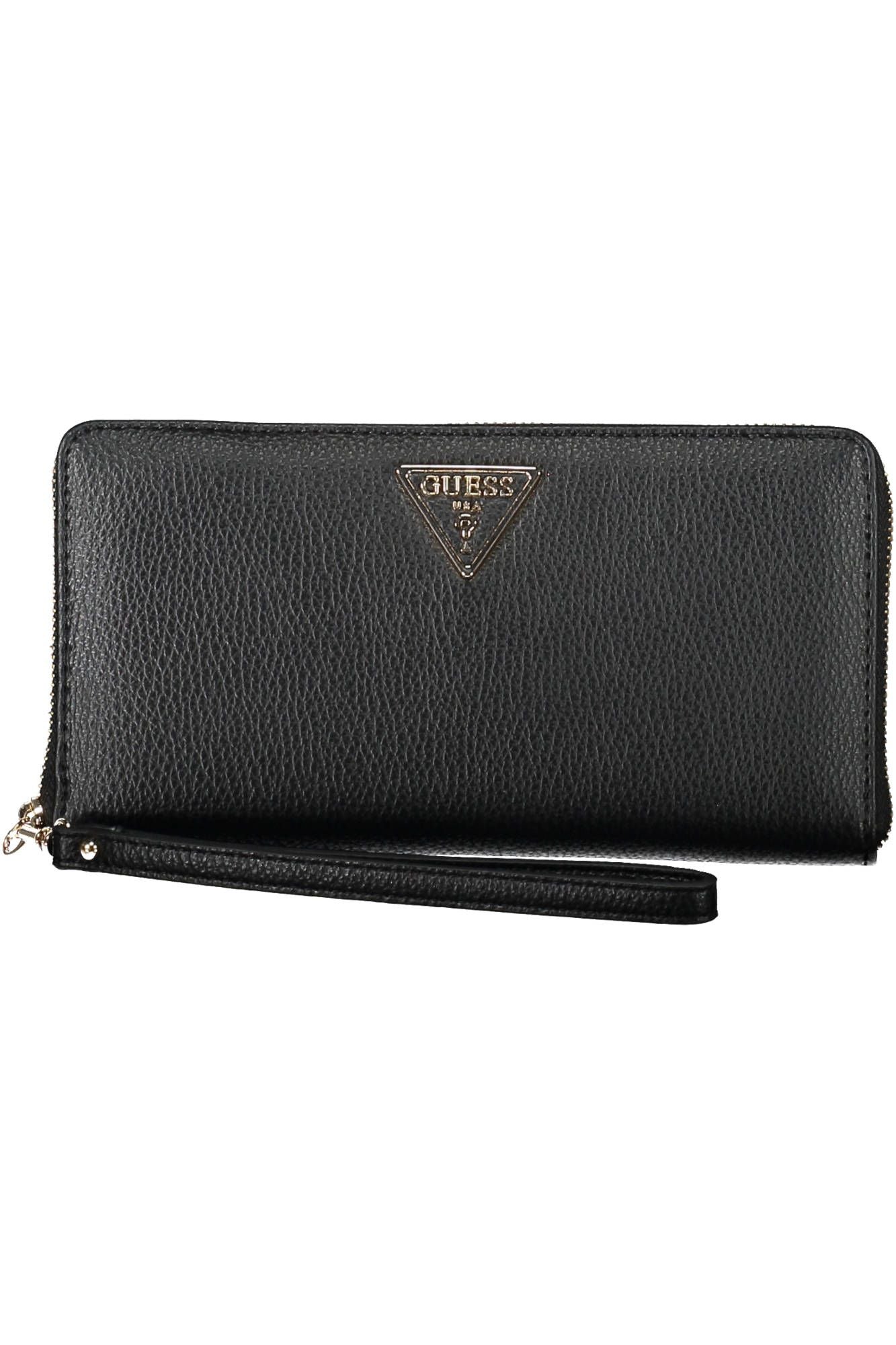 Chic Polyurethane Black Multi-Compartment Wallet