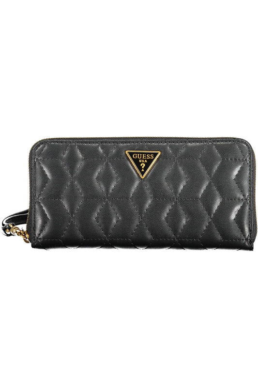 Elegant Black Polyurethane Wallet with 5 Compartments