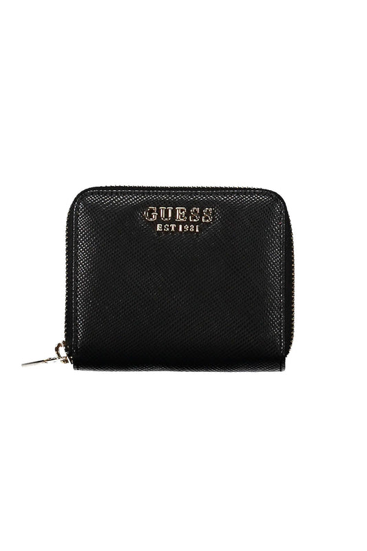 Sleek Black Polyethylene Zip Wallet