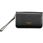 Elegant Black Polyurethane Wallet with Phone Pocket