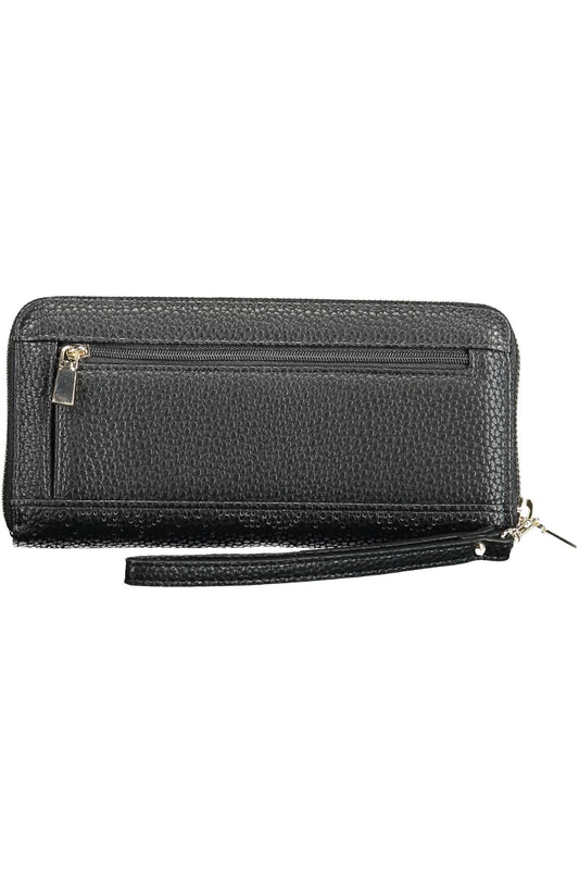 Elegant Black Polyurethane Wallet with Multiple Compartments