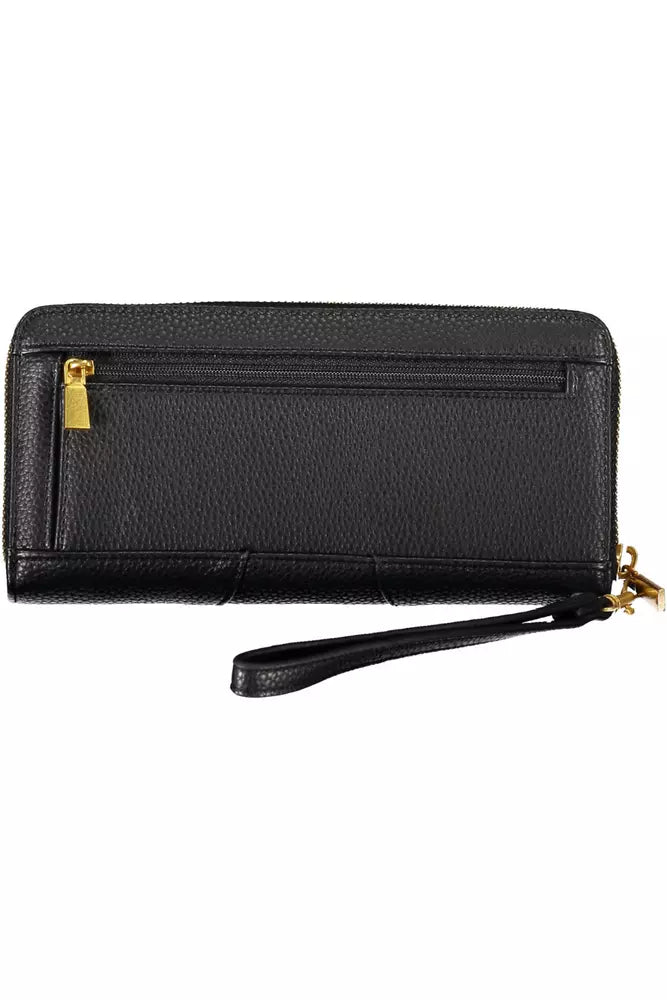 Elegant Black Polyethylene Wallet with Contrasting Details