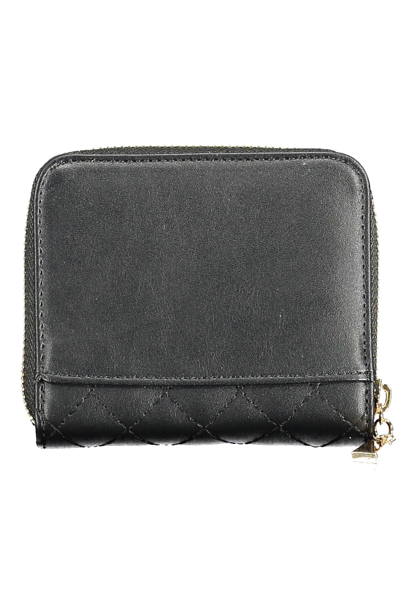 Elegant Black Polyurethane Wallet for Women