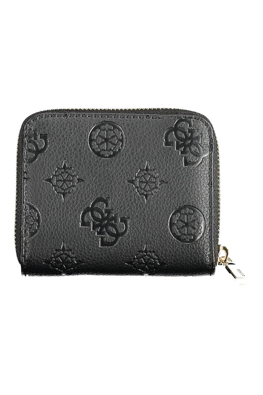 Elegant Black Polyurethane Wallet for Women