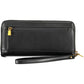 Chic Black Polyurethane Wallet with Logo Detail