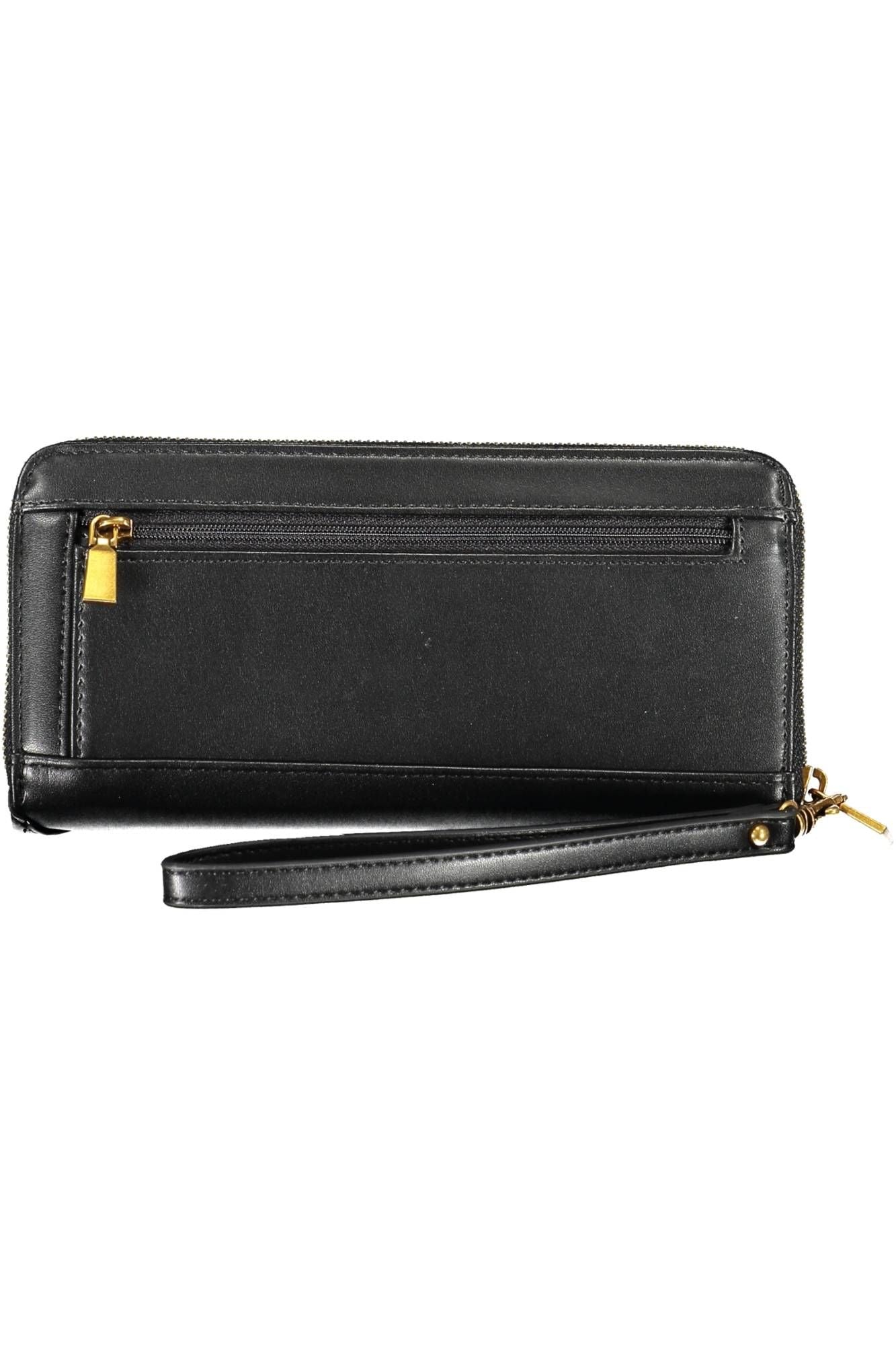 Chic Black Polyurethane Wallet with Logo Detail