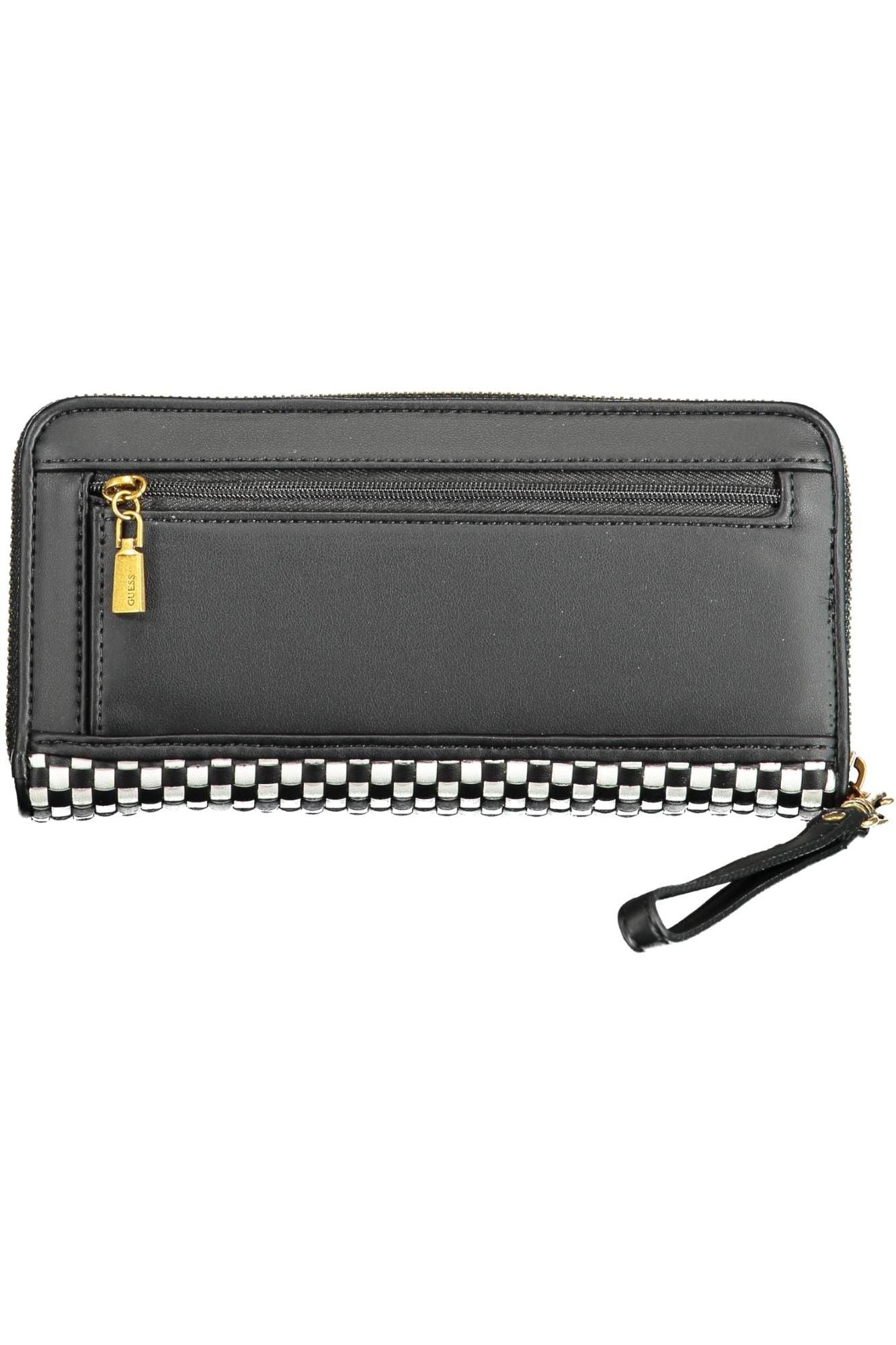 Chic Black Polyurethane Wallet with Contrasting Details