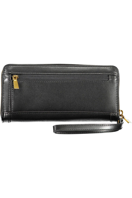 Elegant Black Polyurethane Wallet for the Chic Organizer