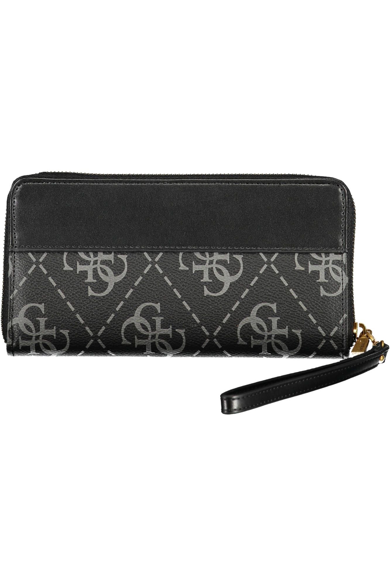 Elegant Black Zip Wallet with Contrasting Details