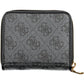 Chic Black Polyurethane Wallet with Contrasting Details