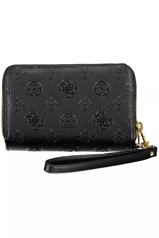 Chic Black Polyethylene Dual-Compartment Wallet