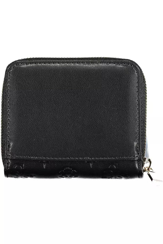 Sleek Black Polyethylene Wallet with Logo Detail