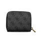 Chic Black Polyurethane Zip Wallet