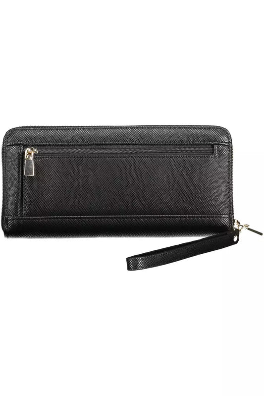 Elegant Black Polyethylene Wallet with Coin Purse