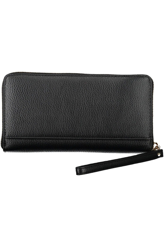 Chic Polyurethane Black Multi-Compartment Wallet