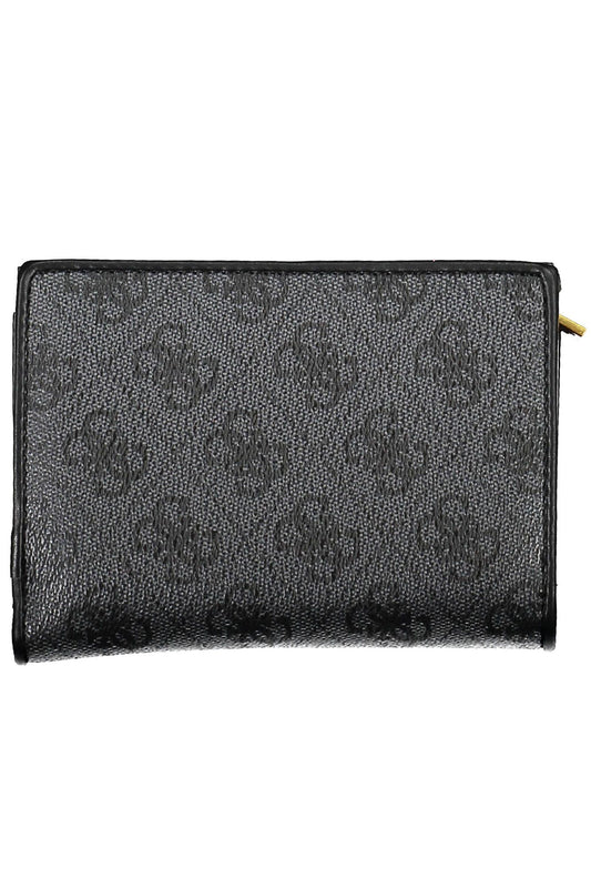 Elegant Black Polyurethane Wallet with Multiple Compartments