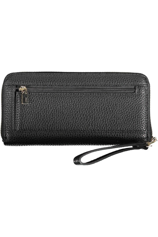 Elegant Black Polyurethane Wallet with Logo