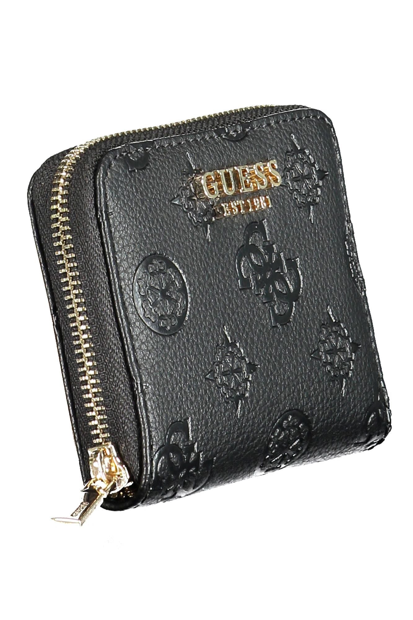 Elegant Black Polyurethane Wallet for Women