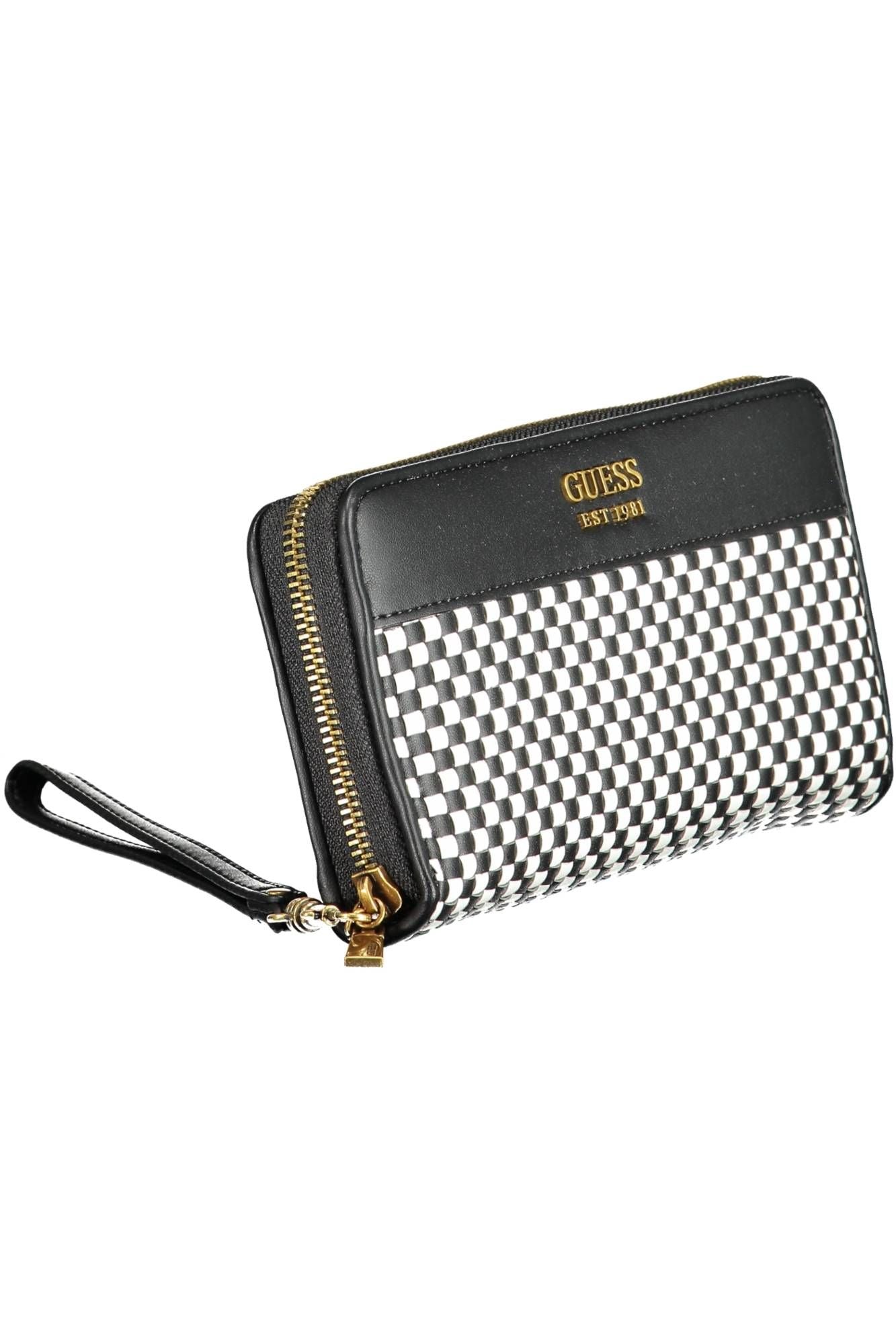 Chic Black Polyurethane Wallet with Contrasting Details