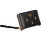 Elegant Black Polyurethane Wallet with Logo Detail