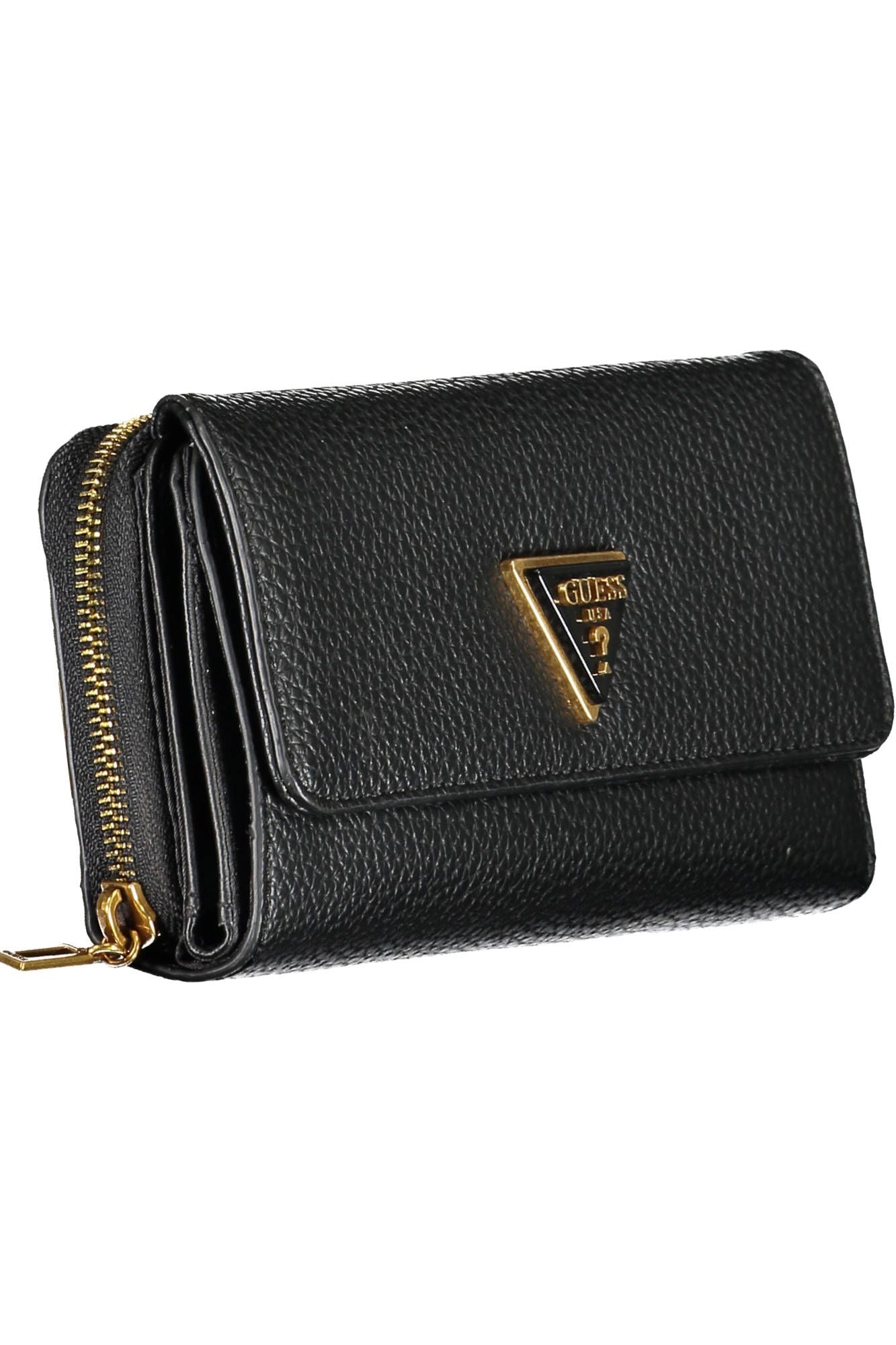 Sleek Black Polyurethane Wallet with Logo